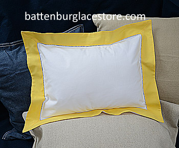 Baby Pillow Sham. White with Aspen Gold color.12"x16" pillow